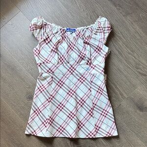 Burberry Plaid Off-Shoulder Top